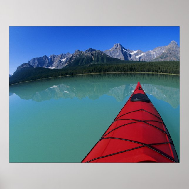Kayaking on Waterfowl Lake below Howse Peak Poster (Front)