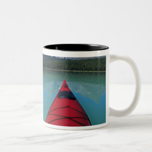 Kayaking on Waterfowl Lake below Howse Peak Two-Tone Coffee Mug