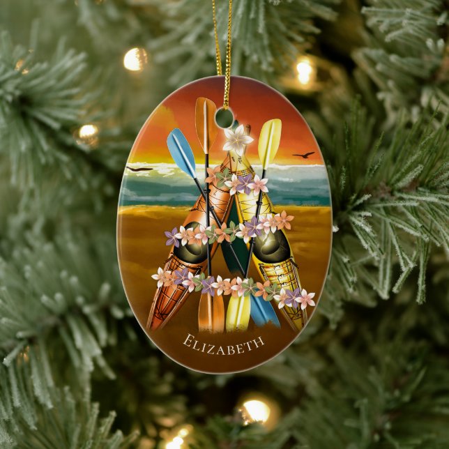 Kayaking ornament w Tropical Kayak Christmas Tree (Tree)