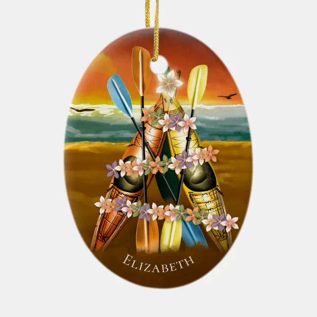 Kayaking ornament w Tropical Kayak Christmas Tree Zazzle
