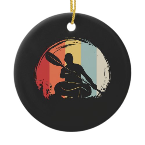 Kayaking Retro Ceramic Ornament