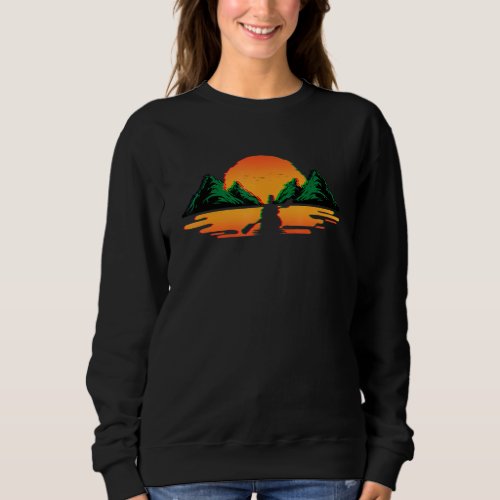 Kayaking Retro Vaporwave Sunset Canoeing Kayak Aes Sweatshirt