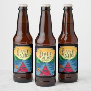 Kayaking - River Is Calling And I Must Go Beer Bottle Label