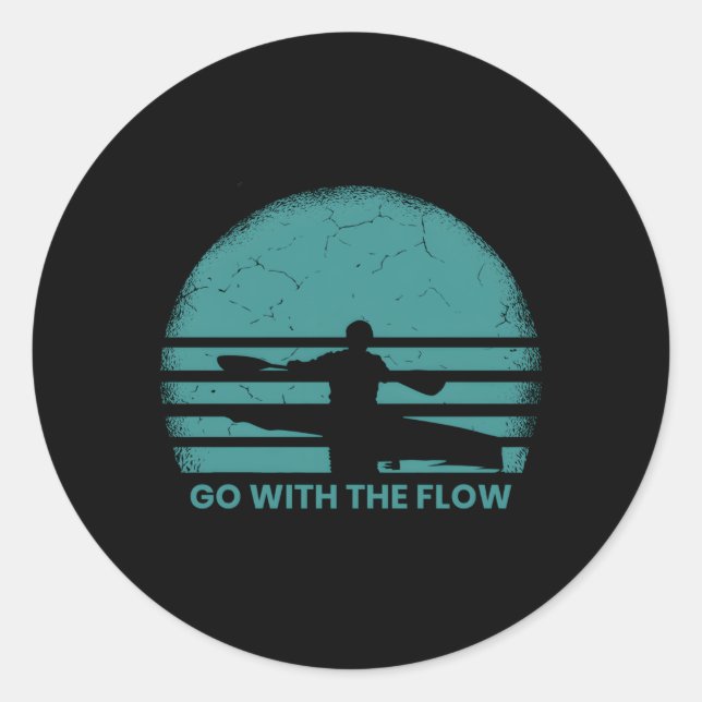 Kayaking River Kayak Kayaker Classic Round Sticker (Front)
