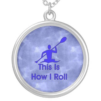Kayaking Silver Plated Necklace by orsobear at Zazzle