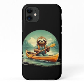 Kayaking Sloth Canoe Lover Funny Animals Vintage iPhone 11 Case