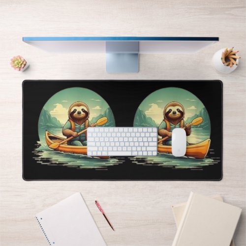 Kayaking Sloth Canoe Lover Funny Animals Vintage Desk Mat