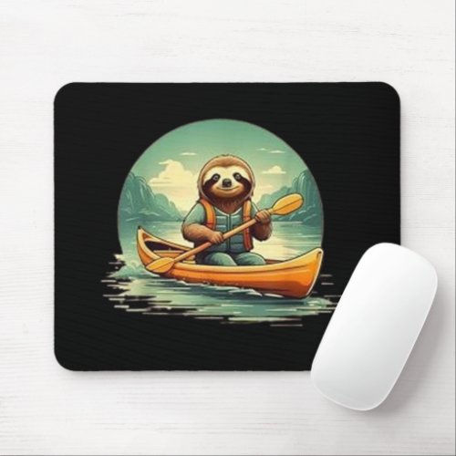 Kayaking Sloth Canoe Lover Funny Animals Vintage Mouse Pad