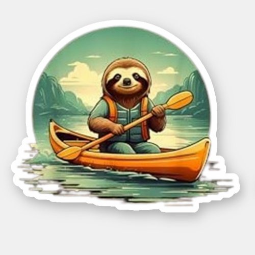 Kayaking Sloth Canoe Lover Funny Animals Vintage Sticker