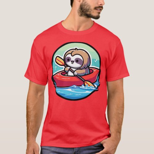 Kayaking SlothDesign Adorable River Adventure T_Shirt
