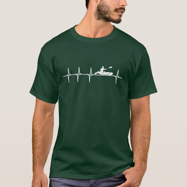 Kayaking Sport Heartbeat Love funny T-Shirt (Front)