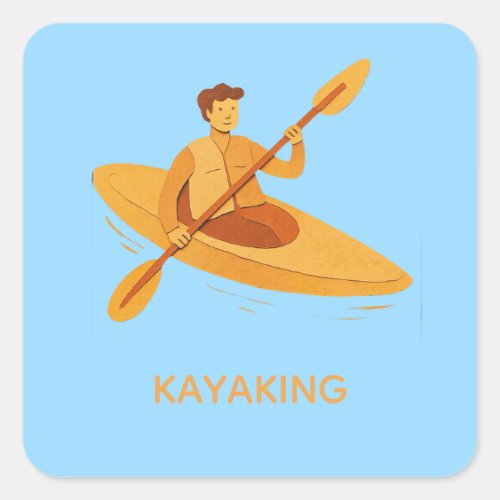 Kayaking Square Sticker