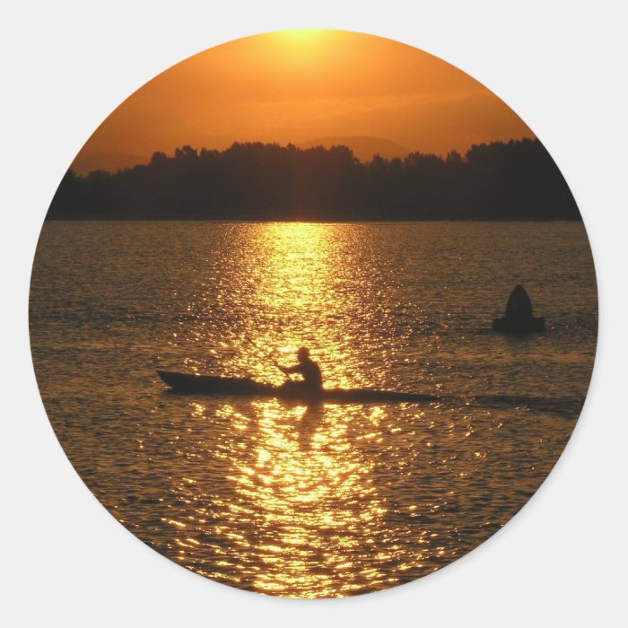 Kayaking Sunset Stickers