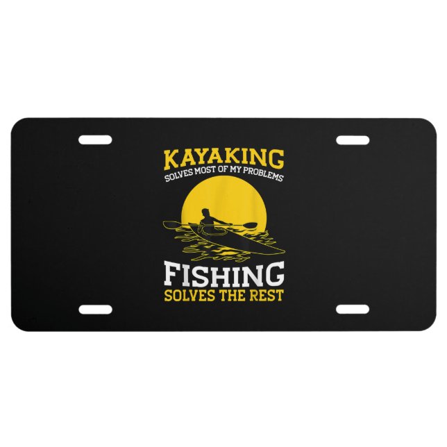 Kayaking T Shirt Canoeing Kayak Angler Fishing License Plate (Front)