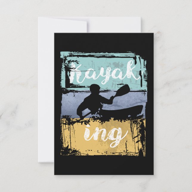Kayaking Tee - Vintage Retro Kayak RSVP Card (Front)