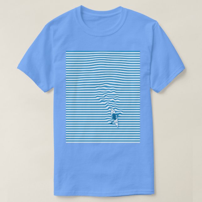 Kayaking the Blue and White Optical Illusion Graph T-Shirt (Design Front)