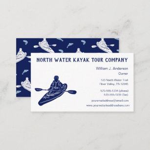 Kayaking Tours Lessons Sales Navy Blue Kayak Business Card