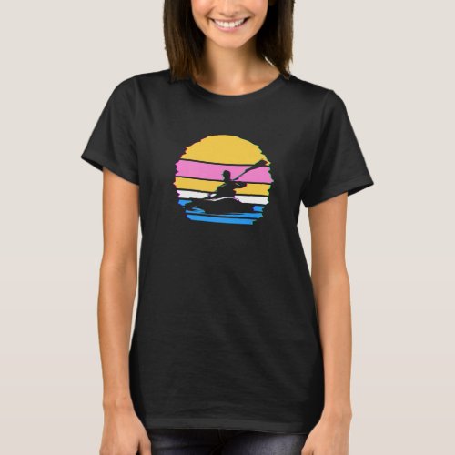 Kayaking Vaporwave Silhouette Canoeing Kayak Aesth T_Shirt