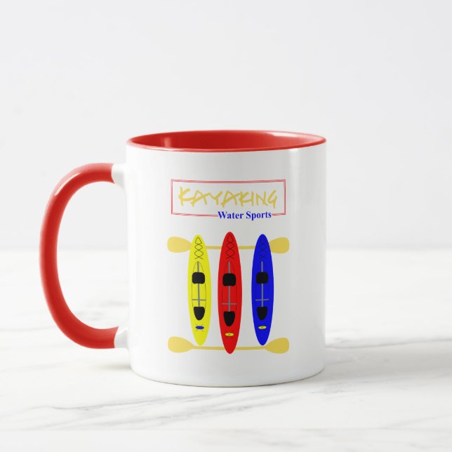 Kayaking Water Sports Themed Graphic Mug (Left)