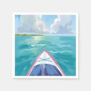 Kayaking Watercolor Painting Lake Napkins