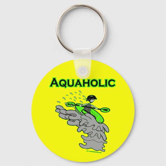 Kayaking Whitewater Silhouette Keychain (Front)
