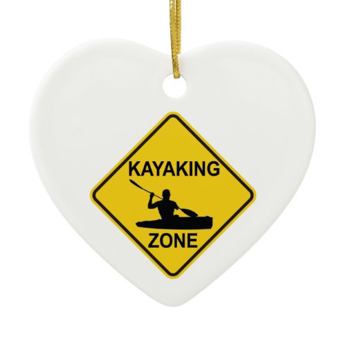 Kayaking Zone Road Sign Ceramic Ornament