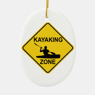 Kayaking Zone Road Sign Ceramic Ornament
