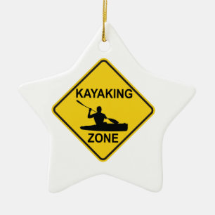 Kayaking Zone Road Sign Ceramic Ornament
