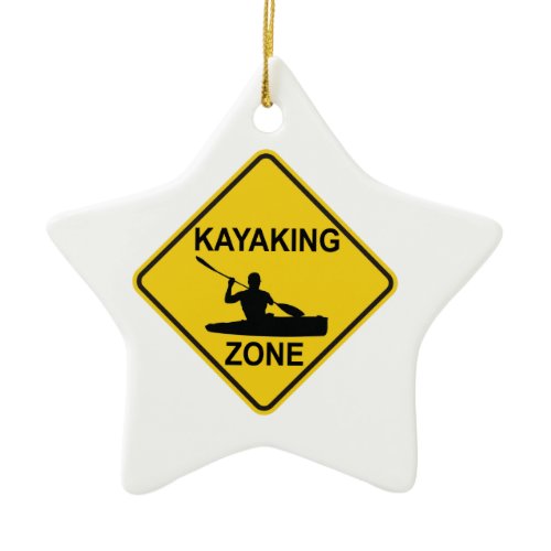 Kayaking Zone Road Sign Ceramic Ornament