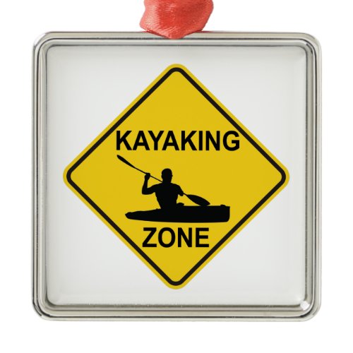 Kayaking Zone Road Sign Metal Ornament