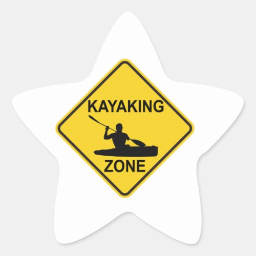 Kayaking Zone Road Sign Star Sticker