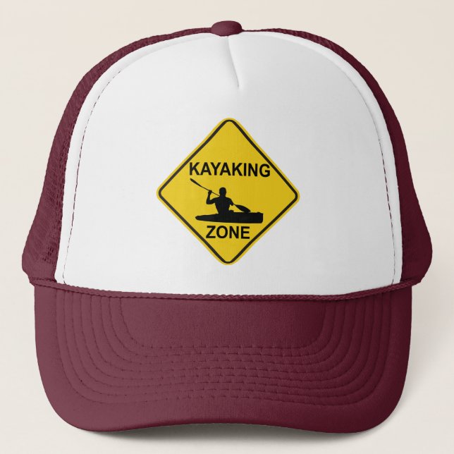 Kayaking Zone Road Sign Trucker Hat (Front)