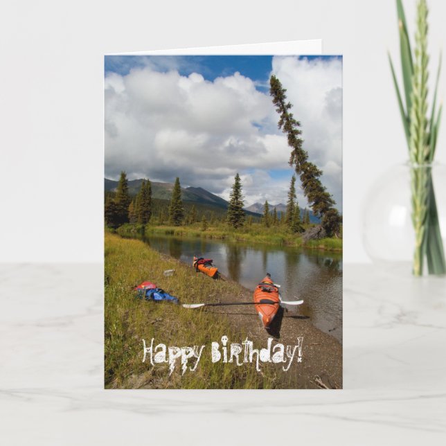 Kayaks at Rest; Happy Birthday Card (Front)