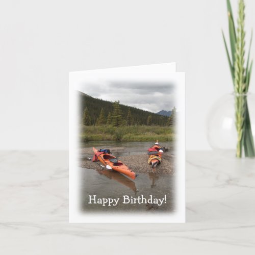 Kayaks on an Island Happy Birthday Card