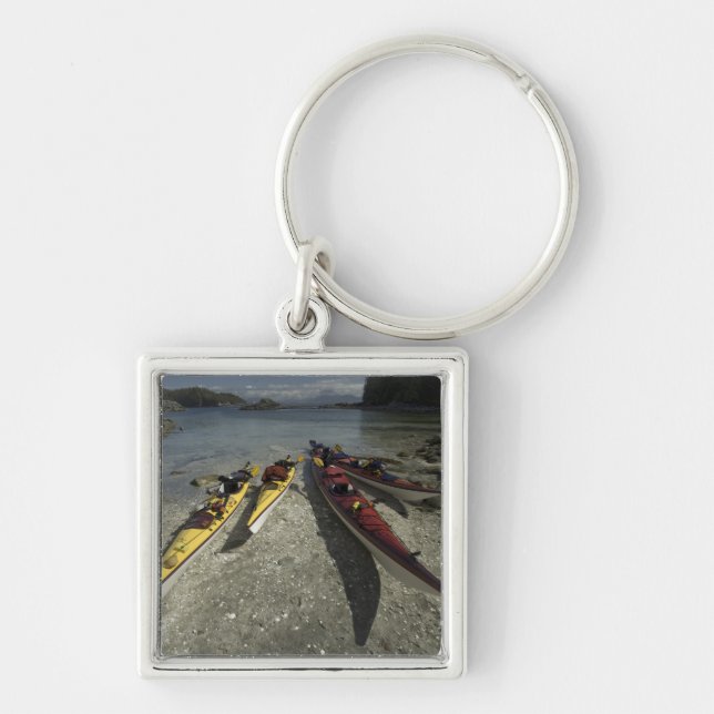 Kayaks on Dicebox Island, Broken Island Group, Keychain (Front)