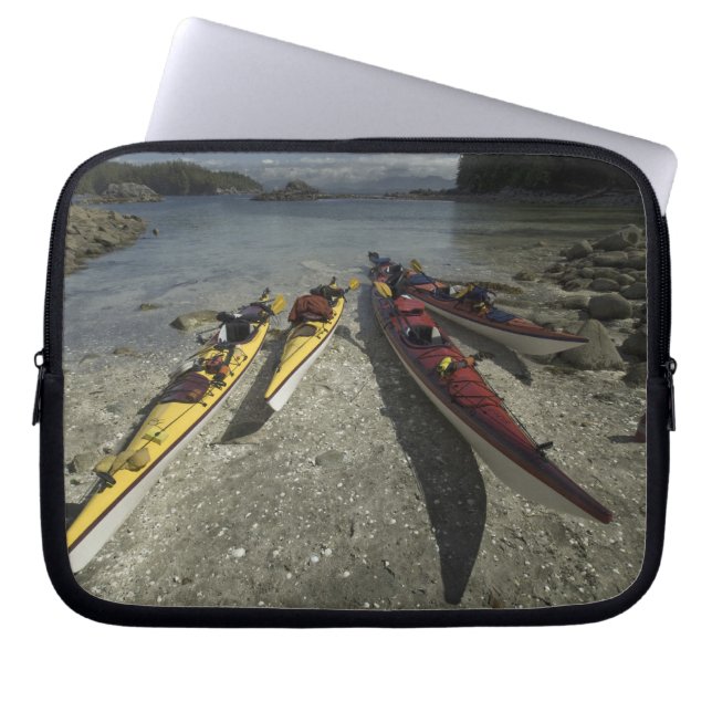 Kayaks on Dicebox Island, Broken Island Group, Laptop Sleeve (Front)