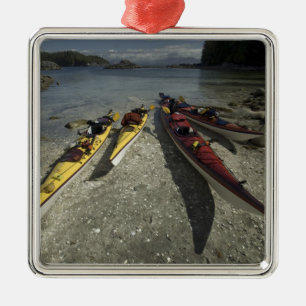 Kayaks on Dicebox Island, Broken Island Group, Metal Ornament