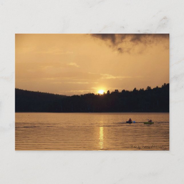 Kayaks on Lake at Sunset Postcard (Front)