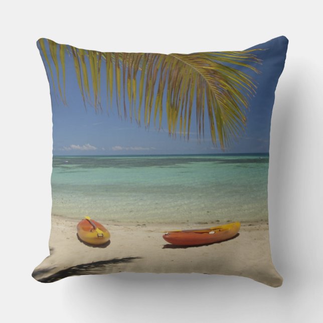 Kayaks on the beach, Plantation Island Resort Throw Pillow (Front)