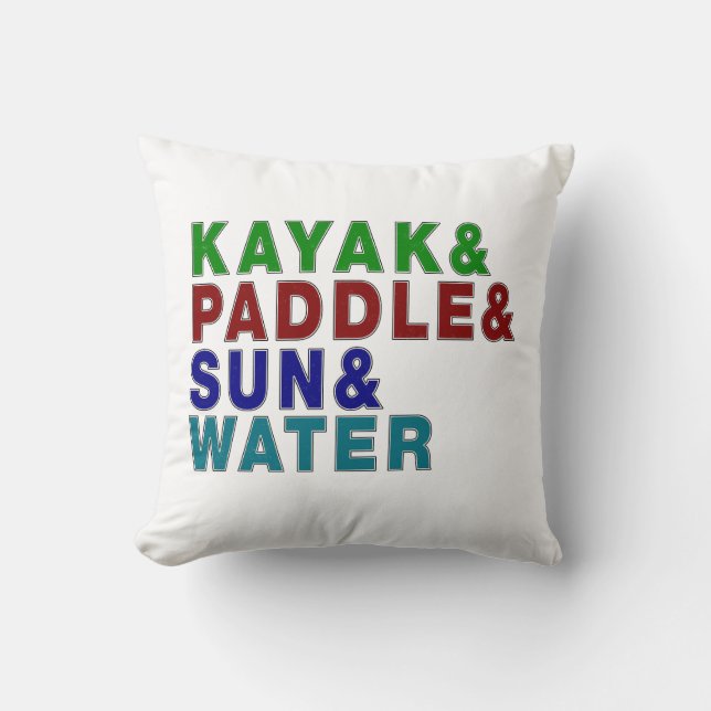 Kayaks & Paddle & Sun & Water - A Kayaking Throw Pillow (Front)