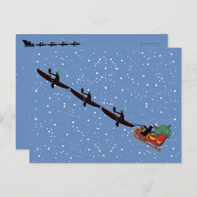 Kayaks Pulling Sleigh Folded Greeting Card (Front/Back)