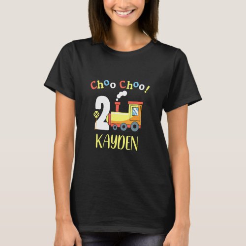 Kayden Choo Choo Two Train 2nd Birthday Turning 2  T_Shirt