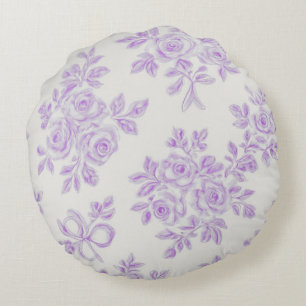 Kaye and Summer Lavender Flowers Round Pillow
