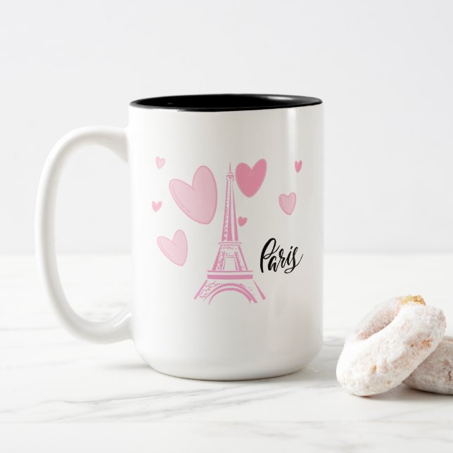 Kaye and Summer Paris Two-Tone Coffee Mug (With Donut)