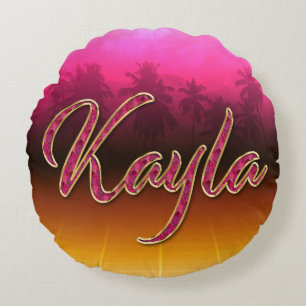 Kayla first name golden pink pillow