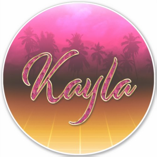 Kayla First Name Golden pink Sticker