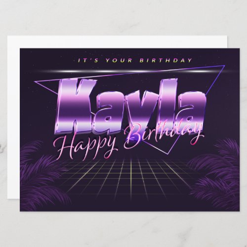 Kayla Name First name lila retro card Birthday