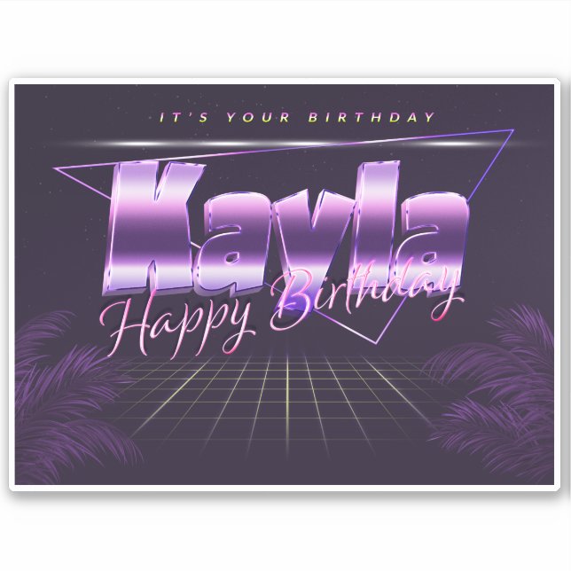 Kayla Name First name lila retro Sticker Birthday (Front)