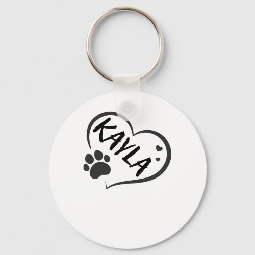 Kayla Name In A Heart With A Paw  Keychain