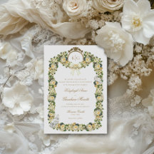 Kayleigh Vintage Yellow Gold Crest Floral Wedding